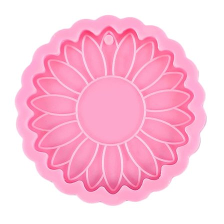 2 stk Solsikke Resin Form, Anheng Solsikke Nøkkelring Epoksy Form Blomst Form Underlag Silikon Form Diy