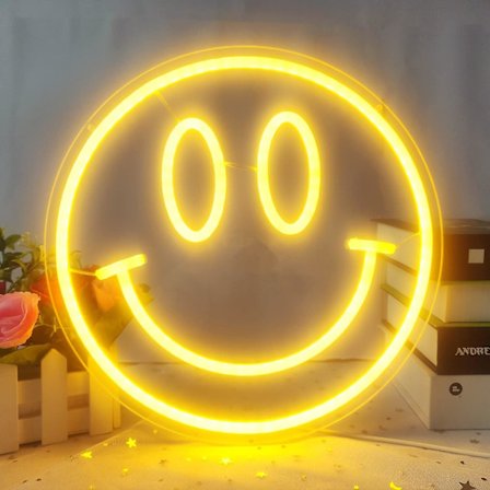 Smiley Face Neon-skilt Dimmer Smiley Face Led-skilt Smil Neon-skilt for veggdekorasjon Smiley Face Decor for soverom barnerom Smiley