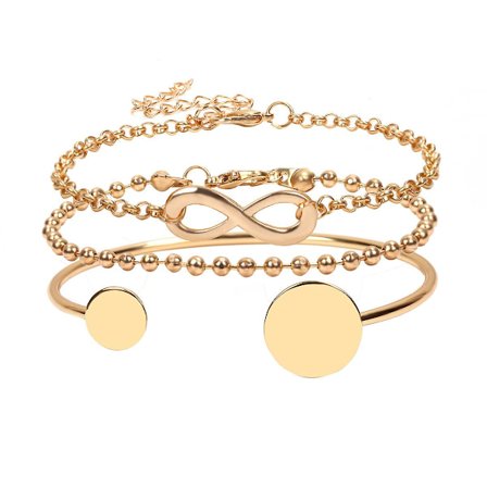 Wabjtam Fashion Armband Guld Vänskap Hand Smycken Guld Mynt Manschett Armband Infinity Hand Kedja Wrap Armband För Kvinnor Guld