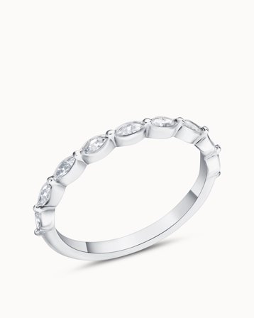 Alliancering Lizette Navettslebne Naturlig Diamanter 18K Hvidguld