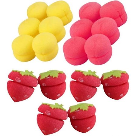 18 st Svamp Hår Curlers Jordgubbs Skum Hår Curling Frisörverktyg Spiral Värmefria Lockar Hårstylingverktyg