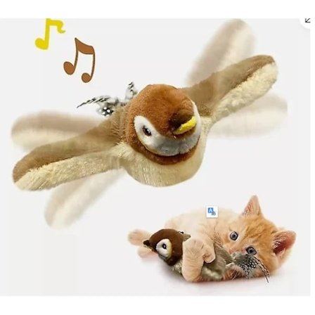 Kuuma tarjous edulliseen hintaan! Tyylikäs elektroninen interaktiivinen lentävä lintu kissanlelu lemmikille lepattavat siivet varpunen - USB-lataus 