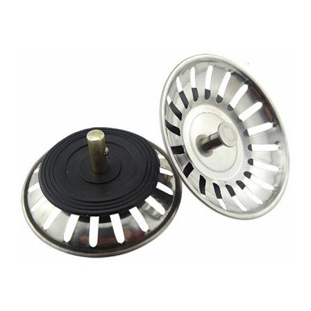 2 stk. Universal Kurvsil 8cm Rustfritt Stål Kjøkkenvask Filter Vaskepropp, av DEBUNS