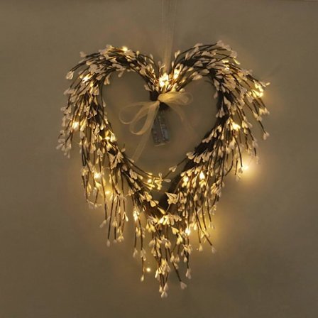 Hjerteformet krans for Valentinsdagen for inngangsdør, veggdekorasjon