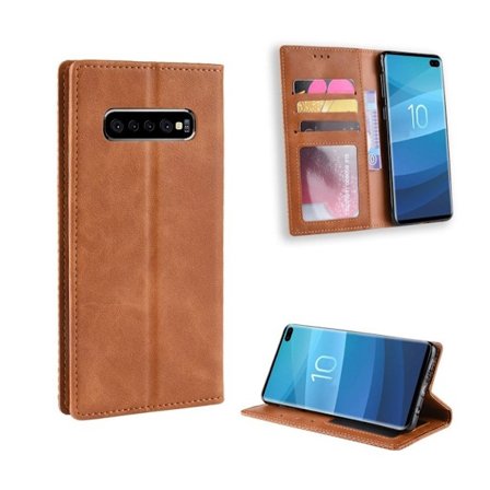 Samsung Galaxy S10 Plus vintage läderfodral - Brun