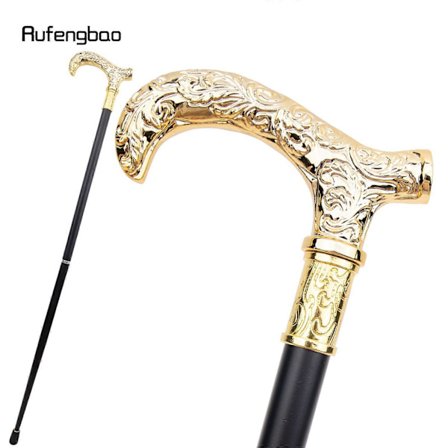 Gylden Blomstermønster Spadserestok Mode Dekorativ Spadserestok Gentleman Elegant Cosplay Stok Knop Bispestav 93cm