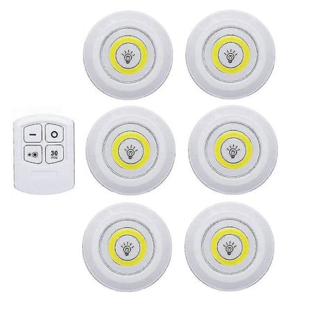 Battery Operated Dimmable Led - Under Cabinet Light With Remote Control 1 Controller 6 Lamp Cold White