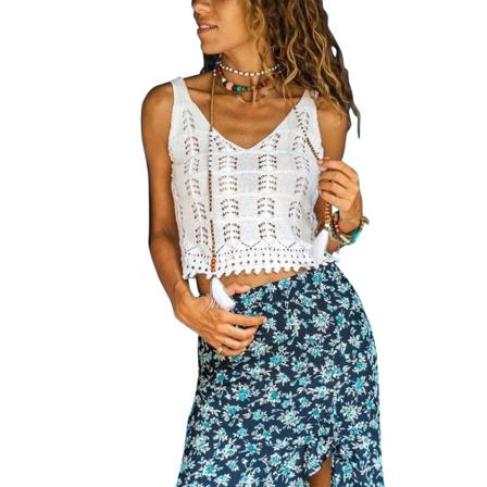 Sommar Damer Sexig Hollow Camisole Flickor Enfärgad V-ringad Sle