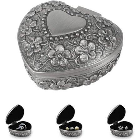 Vintage hjärtformad smyckeskrin Hjärta Antik ringask liten