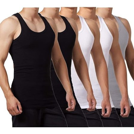 5-pack Herrtanktoppar 100% Bomull Tanktop Lingerie (Svart*2 L