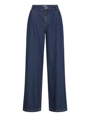 Wide-Leg Pleated Jeans Blue Mango