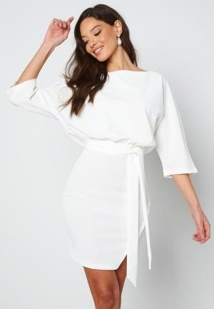 Bubbleroom Occasion Knot Slit Short Dress 42 White Mekot Dam