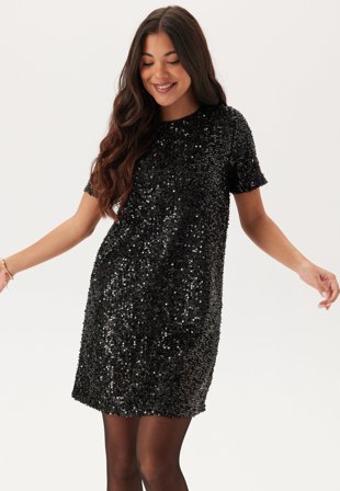 Pieces-Pcserena Sequin Ss O-neck Dres-S