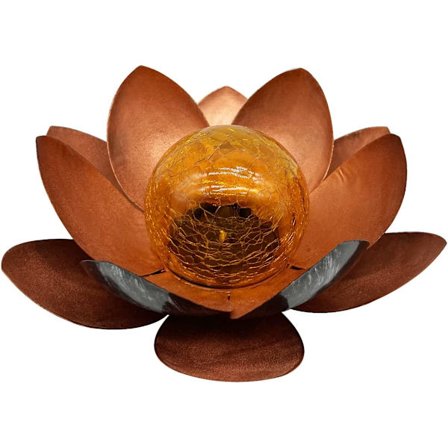 Solcelledrevet Lotusblomst Lys Utendørs Hagedekorasjon Amber Crackle