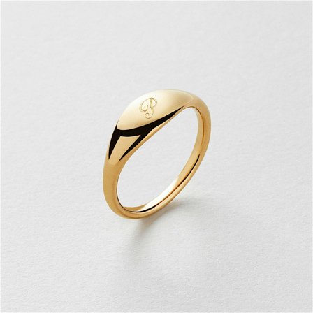 Signet Leo Ring Gravyr - 24K Guldpläterat Sterling Silver - Safira