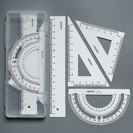 Firkantet trekant lineal aluminiumslegering vinkelmåler sæt kompatibelt med tegning