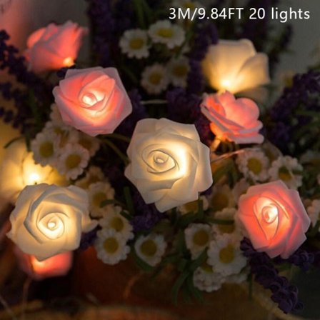 IC LED Girlang Konstgjord Blombukett String Lights Rose Fairy Vit och Rosa M