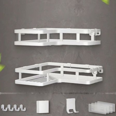 Hjørnehylde til brusebad, selvklæbende brusehylde, ingen boring nødvendig, 3-pak badeværelsesopbevaringsreol tilbehør, toiletartikler, rustfrit stål (