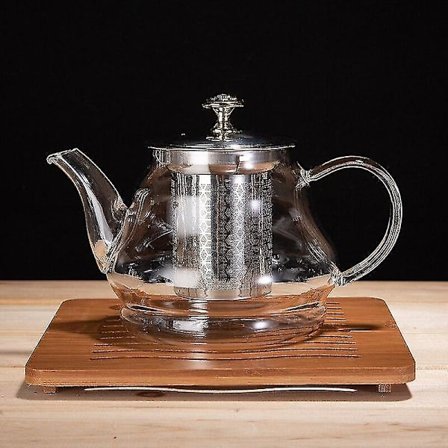 Tepotte af Varmebestandigt Glas med Rustfrit Stål Infuser