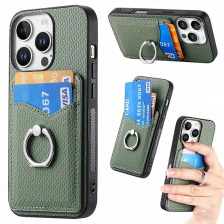 Skal för iPhone 16 Pro Max med Kortfack, Ringhållare och Ställ -