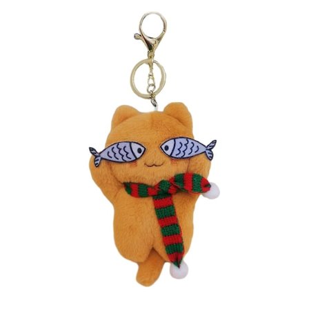 Delikat Kat Plys Legetøj Vedhæng Moderigtig Kat Nøgleholder Plys Dukker Nøgleringe Kat Vedhæng Rygsæk Vedhæng til Teenagere Gul