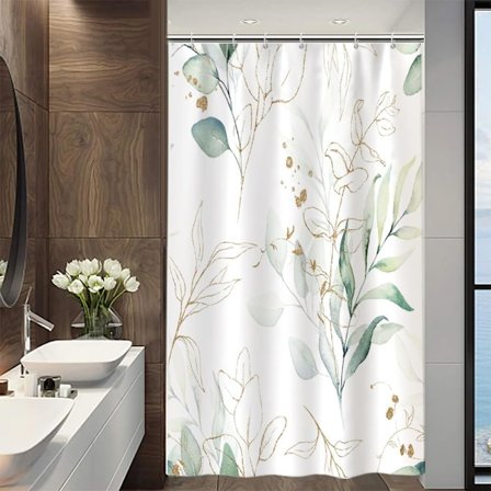 Eucalyptusblad Duschdraperi Anti-mögel och vattentätt duschdraperi tvättbart polyestertyg 180x200 cm