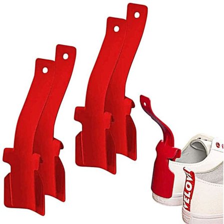 4 stk. Lazy Shoes Helper, Nyeste skohorn, Slit på sko-hjelper, Rød