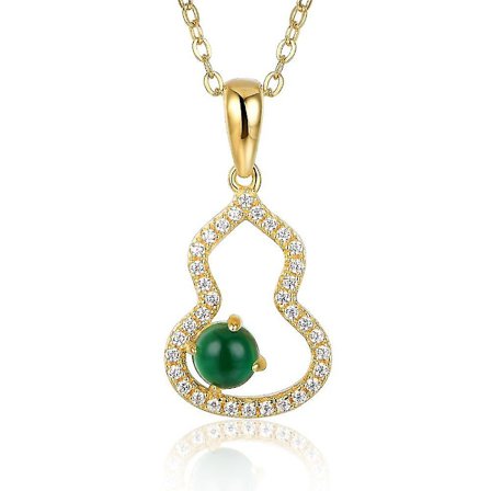 18k guld rund form Emerald Gemstone Moissanite diamanter bröllopsfödelsedag klassiska |halsband