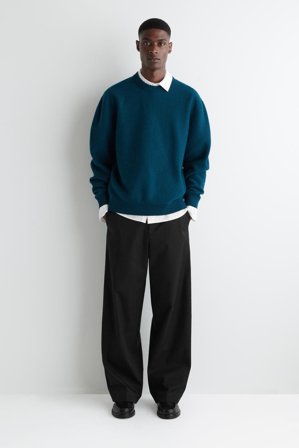 COS Homme Pull À Col Ras-Du-Cou En Laine Bouillie in Turquoise