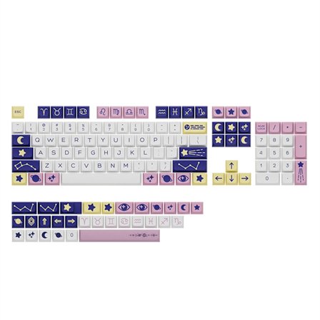 Comfort 134 Keys Keycaps, XDA Profile PBT Keycaps, Holdbarhed Keycaps 5-Sided Dye-Sublimation Perfekt til gamer