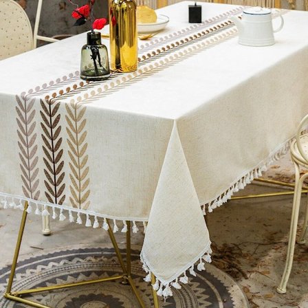 Landlig Dug Bomuld Linned Dug Efterårs Dug Krøllefri Rektangulær Dug til Køkken, Spisestue, Udendørs Bord