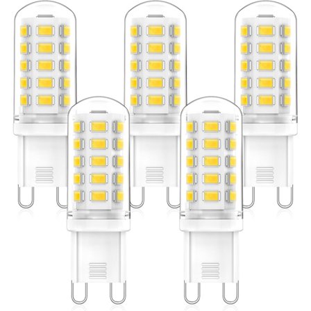 G9 LED-lamput 3W - Luonnonvalkoinen 4000K, 320LM, 360 asteen valokeila, välkkymätön, CRI 83+, AC/DC 220-240V, ei himmennettävä, 5 kpl
