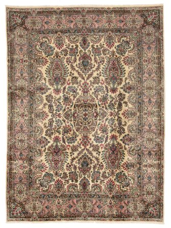 Noué À La Main Kerman Fine Tapis 275X375 De Laine Marron/Noir Grand
