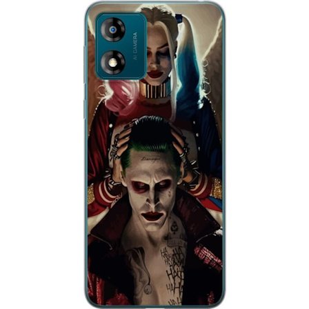 Kompatibelt Mobildeksel til Motorola Moto E13 Joker og Harley Quinn DC Comics Suicide Squad plakat retro tegneserie skurker par film fanart design
