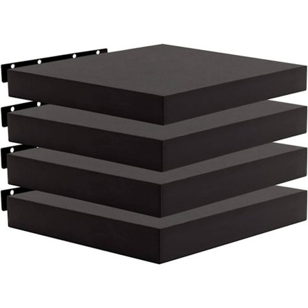 ROOTZ 4 -PIECE SET Væghylde - Boghylde - Dekorativ opbevaring - Fugtbestandig MDF - Sort 30x22.9x3.8 cm