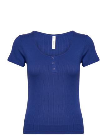 Top Ss Rib Henley Topp Blå Hunkemöller*Betinget Tilbud