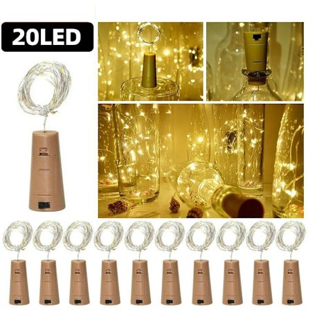 10 st Fancy LED Girlang Ljus Vinflaska Slingor 10 20 LED Koppartråd Slinga Lampa för Jul Bröllopsfest Dekoration