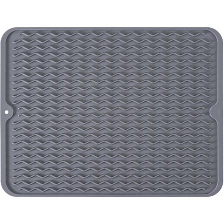 1 stk oppvaskmatte, mørkegrå silikon oppvaskmatte med rask tørking