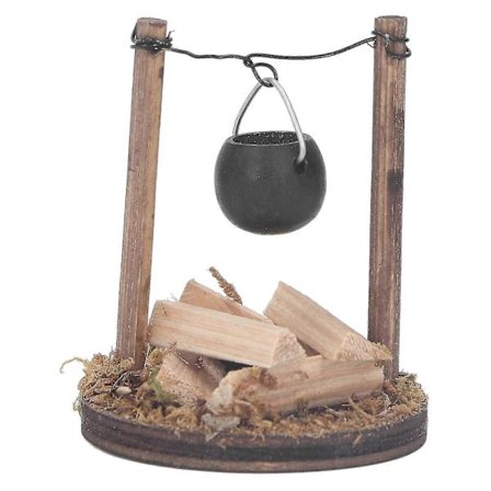 Pienoisnukkekodin DIY-takka puuhella keittoastian sisustus [D]