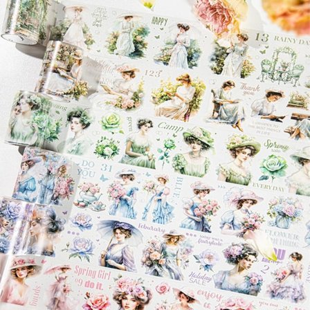 PET Washi Tape Sett - Mote for jenter - Bredt, Transparent Washi Tape - Estetisk Washi Tape Ruller, Vannfast Kunsttape for Journaler, Gaveinnpakking (