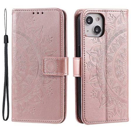 iPhone 15 Fodral Mandala Läder Roséguld