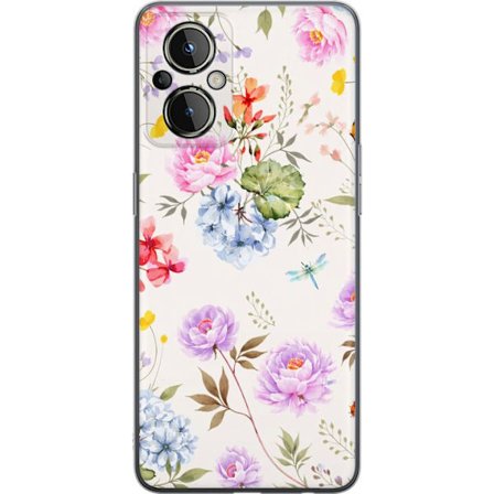 Yhteensopiva Puhelinkuori OnePlus OnePlus Nord N20 5G Kukkakuviota käsinmaalatuilla kukilla, perhosilla ja hyönteisillä romanttiseen skandinaavisee