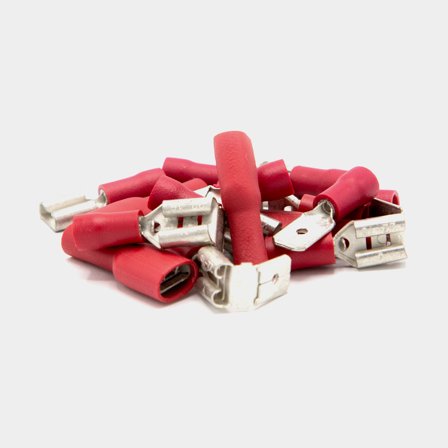 Terminais de lâmina isolados Oceanflex, Ø2,8 mm, para cabo 0,5 - 1,5 mm², embalagem com 50, vermelho