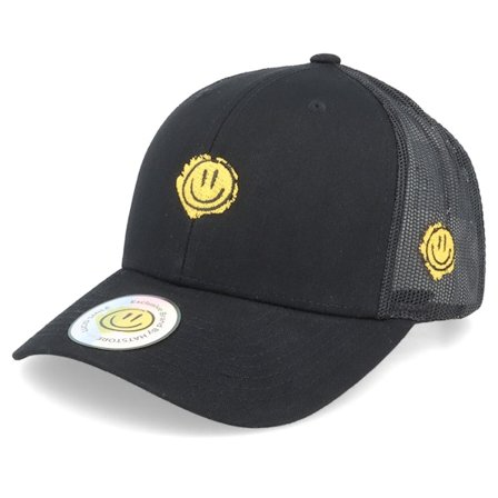 Lucid Smile - Black - trucker - Cap - Trippy Smiley Retro Black Trucker - Hatstore