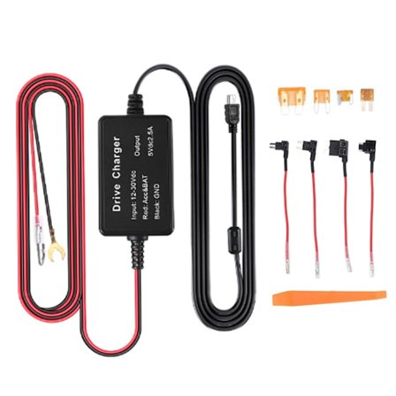 Dash Cam Hardwire Kit 12V till 5V 11.6V Lågspännings Överhettningsskydd Laddningskabel
