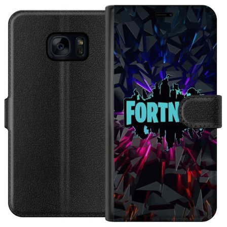 Kompatibelt Plånboksfodral till Samsung Samsung Galaxy S7 Spelinspirerad abstrakt logotypdesign med exploderande former, neonljus och dynamisk energi