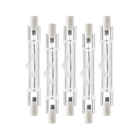 5-pak R7s 118mm 300W 230V, R7s Halogen Lineær Pære, Dæmpbar Halogenlampe til Byggearbejde