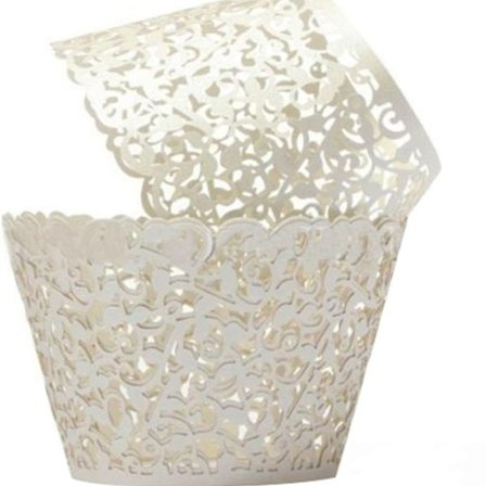 100 st konstnärliga bakningskakor i papper, små vinrankor, mjölkvit KLB