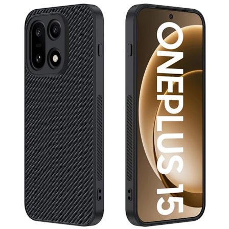 SKALO OnePlus 15 Carbon Fiber Flip Skal - Svart