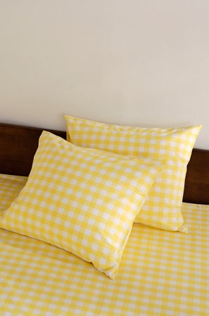 Jotex - Putetrekk 2-pakning 50x60 Cm Økologisk Sitrongul/naturhvit - LAUREN - Kjøp Putevar hos Jotex